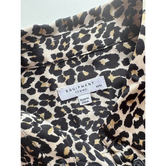 EQUIPMENT Reese Leopard Print Satin Button Up Shirt, Size M - Picture 9 of 11
